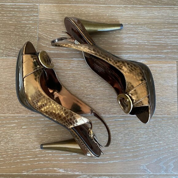 Carlos Santana Croc Print Peep Toe Slingback | 11M - Picture 5 of 6